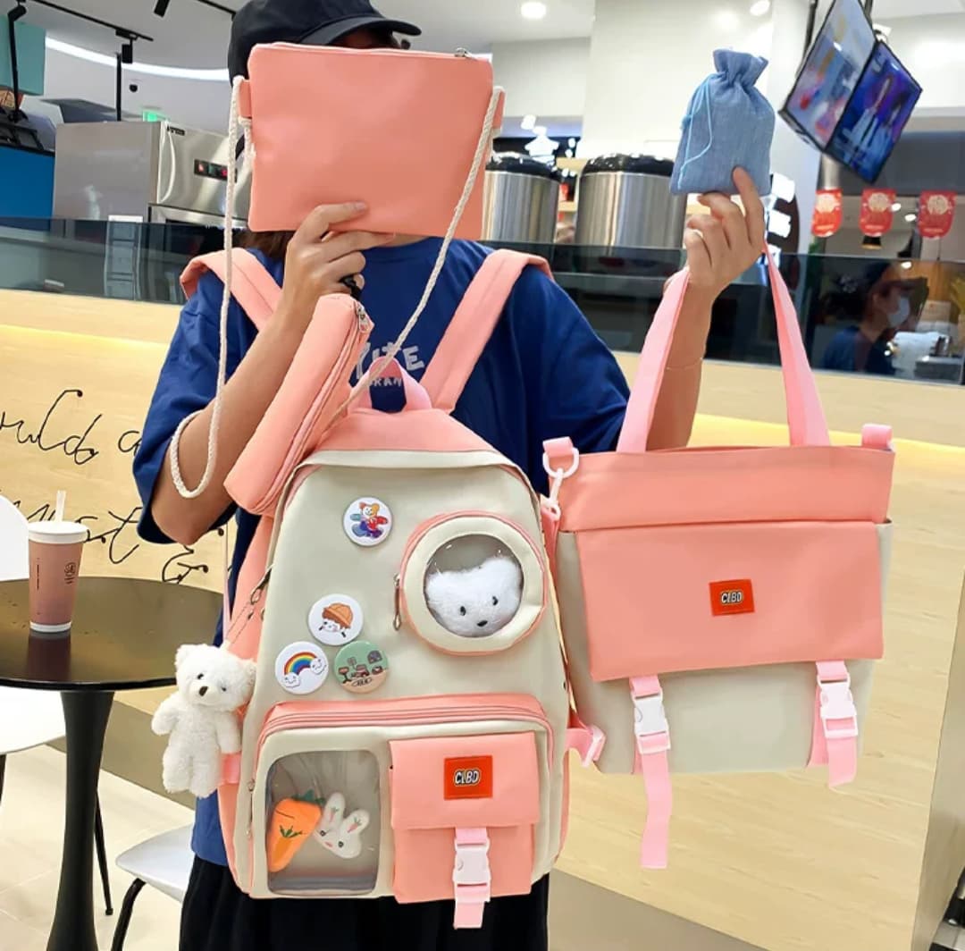 5-Piece Stylish Backpack Set for Girls